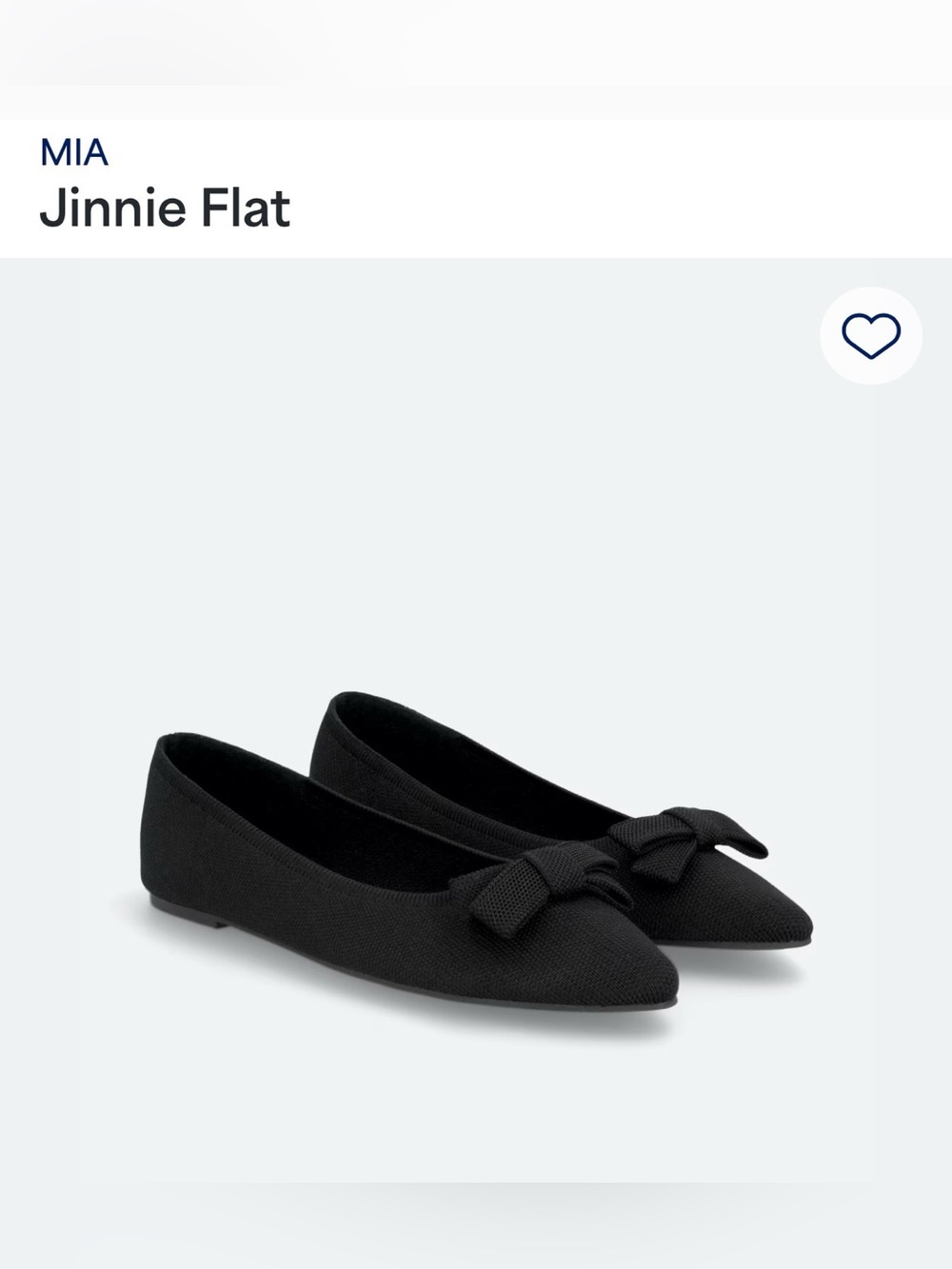 Mia - jinnie Flat Pointed Toe Bow Ballet Flat - Black